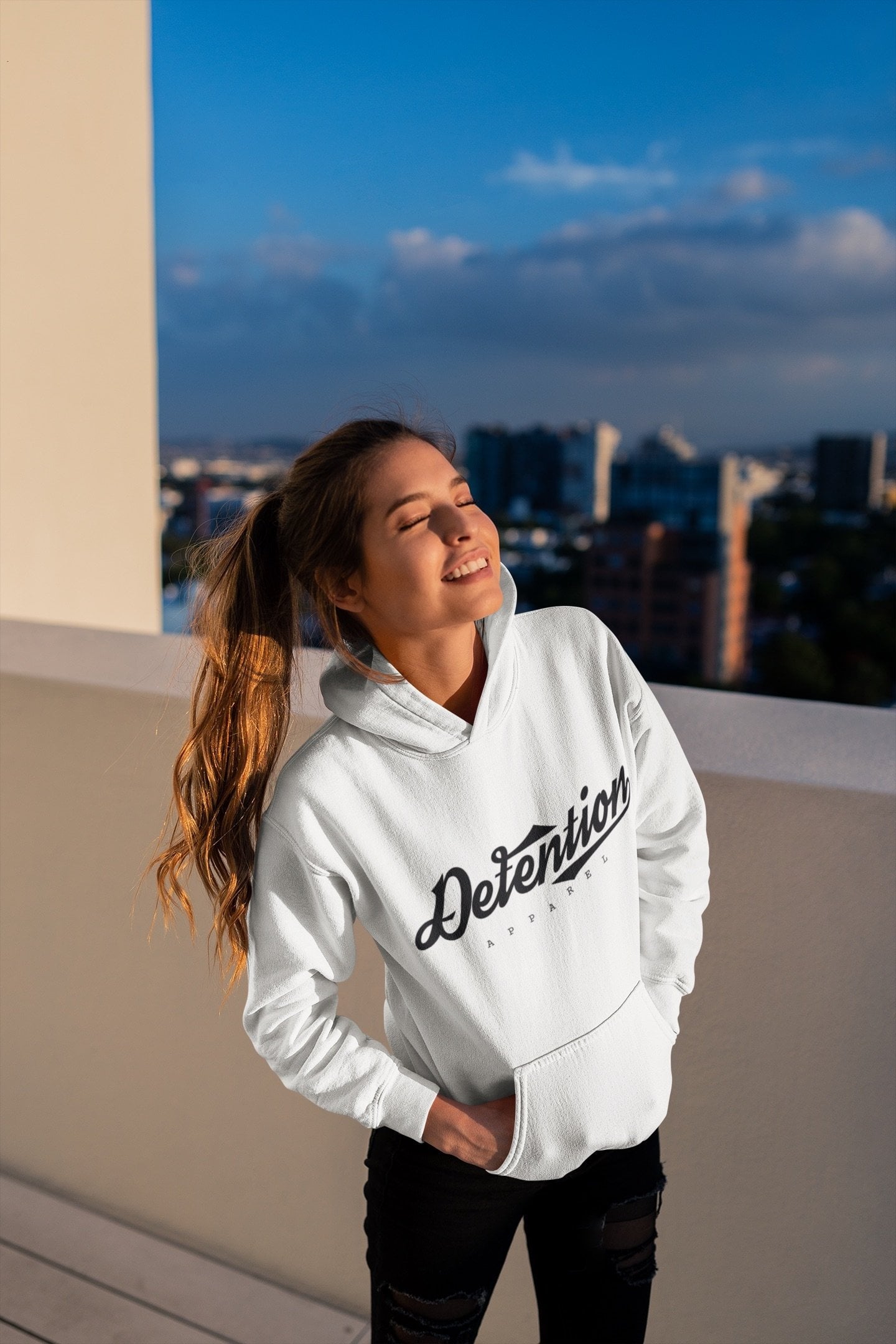 DTN White Hoodie - Detention Apparel